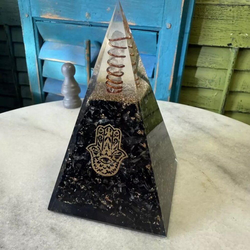 Black tourmaline orgonite pyramid